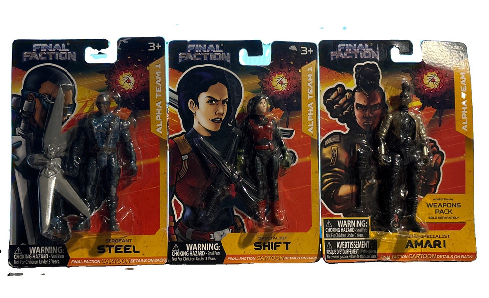 Final Faction Action Figure Accessories Lot Of 3 Alpha Team 1 Steel Shift Amari